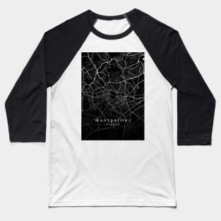 Montpellier France City Map dark Baseball T-Shirt